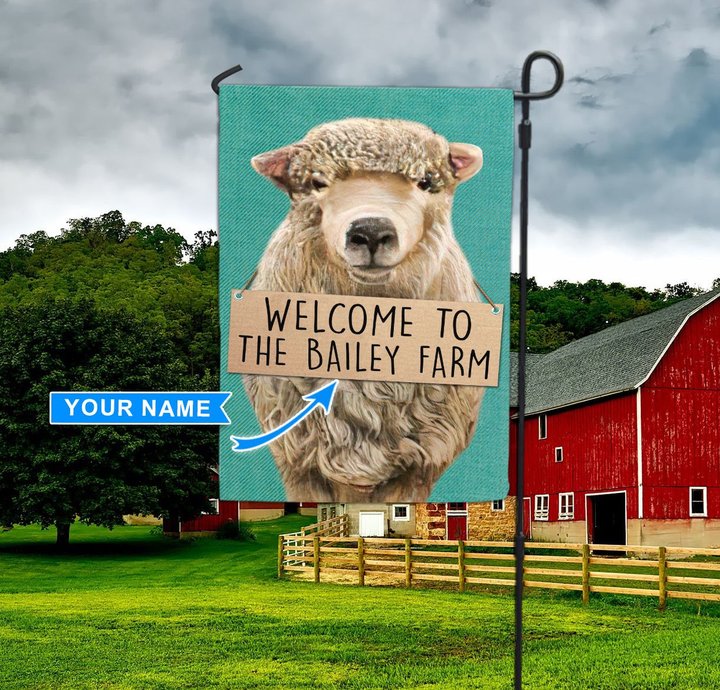 THF20071804 Sheep - Welcome Personalized Garden Flag