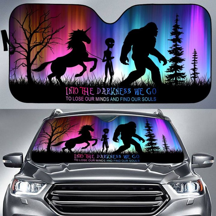 BIC20080106 Unicorn Alien Bigfoot Into The Darkness Car Sun shade