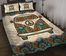 DIEH7001-Hippie bus Quilt Bed Set-Quilt Blanket