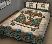DIEH7001-Hippie bus Quilt Bed Set-Quilt Blanket