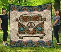 DIEH7001-Hippie bus Quilt Bed Set-Quilt Blanket