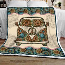 DIEH7001-Hippie bus Quilt Bed Set-Quilt Blanket