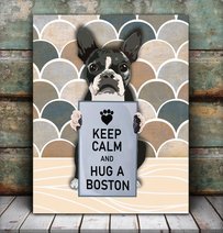 CHD0127 Keep Calm And Hug A Boston Matte Canvas