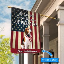 BIF20071306 Beagle Welcome To Our Paradise Personalized Flag