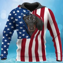 BIT0403 Dachshund Opened Flag USA 3D HOODIE