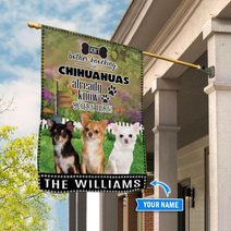 BIF1428 Chihuahuas Don't bother knocking Personalized Flag