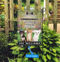 BIF1428 Chihuahuas Don't bother knocking Personalized Flag