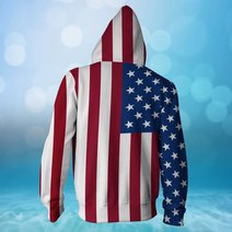 BIT0401 Cat Opened Flag USA 3D HOODIE