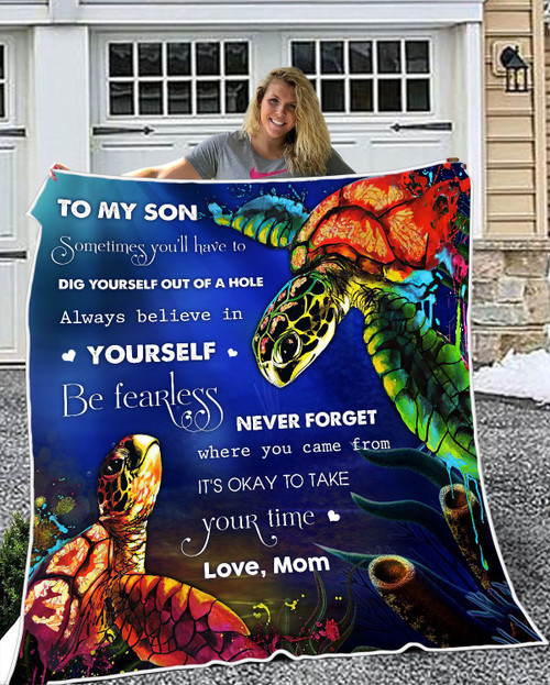 hello 3D Print Full Blanket - Sea Turtle - Mom to Son