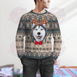 Husky Reindeer Horn Ugly Christmas Sweater