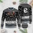 Sports Football Team Las Vegas Raiders, Player With Ball And Helmet Ugly Christmas Sweater