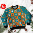 Miami Dolphins Logo Checkered Flannel Design Ugly Christmas Sweater