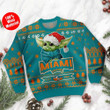 Miami Dolphins Cute Baby Yoda Grogu Holiday Party Ugly Christmas Sweater