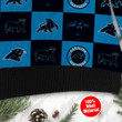 Carolina Panthers Logo Checkered Flannel Design Ugly Christmas Sweater