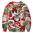 Adorable Cat With Red Hat 3D Ugly Christmas Sweater
