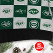 New York Jets Logo Checkered Flannel Ugly Christmas Sweater