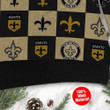 New Orleans Saints Logo Checkered Flannel Design Ugly Christmas Sweater