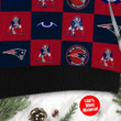New England Patriots Logo Checkered Flannel Design Ugly Christmas Sweater