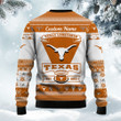 Texas Longhorns Football Team Logo Custom Name Personalized Ugly Christmas Sweater