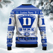 Duke Blue Devils Football Team Logo Custom Name Personalized Ugly Christmas Sweater