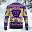 Washington Huskies Football Team Logo Custom Name Personalized Ugly Christmas Sweater