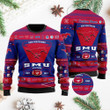 Smu Mustangs Football Team Logo Custom Name Personalized Ugly Christmas Sweater