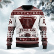 Texas A&M Aggies Football Team Logo Custom Name Personalized Ugly Christmas Sweater