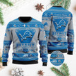 Detroit Lions Football Team Logo Custom Name Personalized Ugly Christmas Sweater