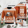 Texas Longhorns Custom Name & Number Personalized Ugly Christmas Sweater