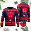 Cleveland Indians Football Team Logo Custom Name Personalized Ugly Christmas Sweater