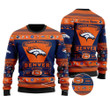 Denver Broncos Football Team Logo Custom Name Personalized Ugly Christmas Sweater