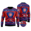 Chicago Cubs Football Team Logo Custom Name Personalized Ugly Christmas Sweater