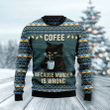 Coffee Cat Ugly Christmas Sweater, Perfect Holiday Gift