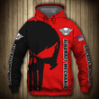 Pemagear Aircraft Mechanic Punisher Skull US Flag Red Black 3D All Over Print Hoodie, Zip-Up Hoodie