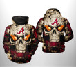 Pemagear Atlanta Braves MLB Skull 3D All Over Print Hoodie, Zip-Up Hoodie