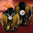 Pemagear Pittsburgh Steelers Fire 3D All Over Print Hoodie, Zip-Up Hoodie