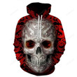 Pemagear Red sugar skull Printed 3D All Over Print Hoodie, Zip-Up Hoodie