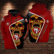 Pemagear San Francisco 49Ers Nfl Football Skull 3D All Over Print Hoodie, Zip-Up Hoodie