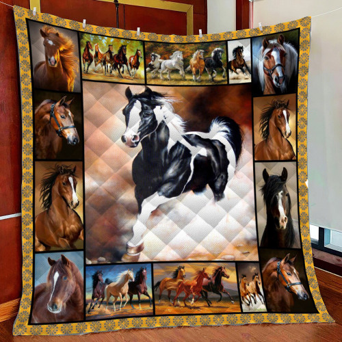 Horse Ver6 Fleece Blanket Quilt Blanket