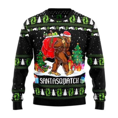 Bigfoot Santasquatch Ugly Christmas Sweater All Printed