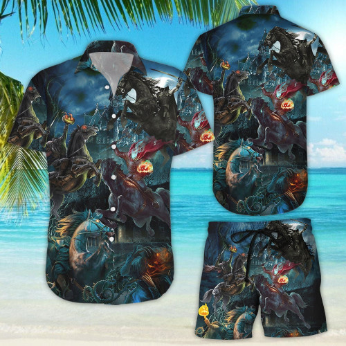 Spirit Halloween Shirts - Halloween Headless Horseman Scary Night Hawaiian Shirt And Short For Men And Women