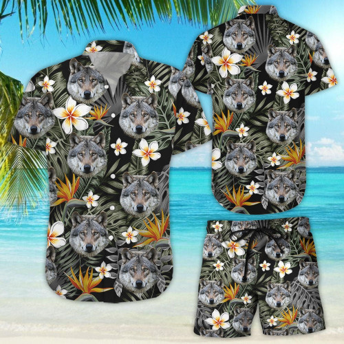 Wolf Shirt - Wolf Tropical With Flower Hawaiian Shirt And Short For Men And Women