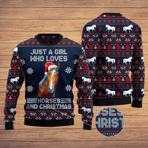 Just A Girl Who Loves Horse Ugly Christmas Sweater, Perfect Holiday Gift
