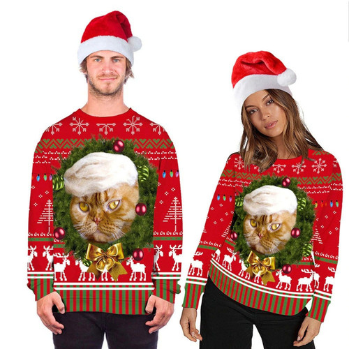 Funny Cat Ugly Christmas Sweater,