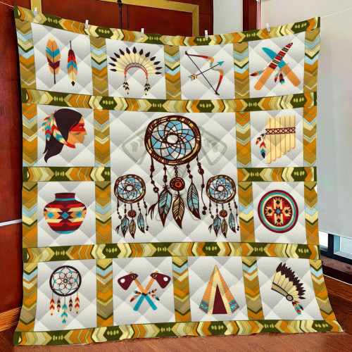 Native American Ver1 Fleece Blanket Quilt Blanket