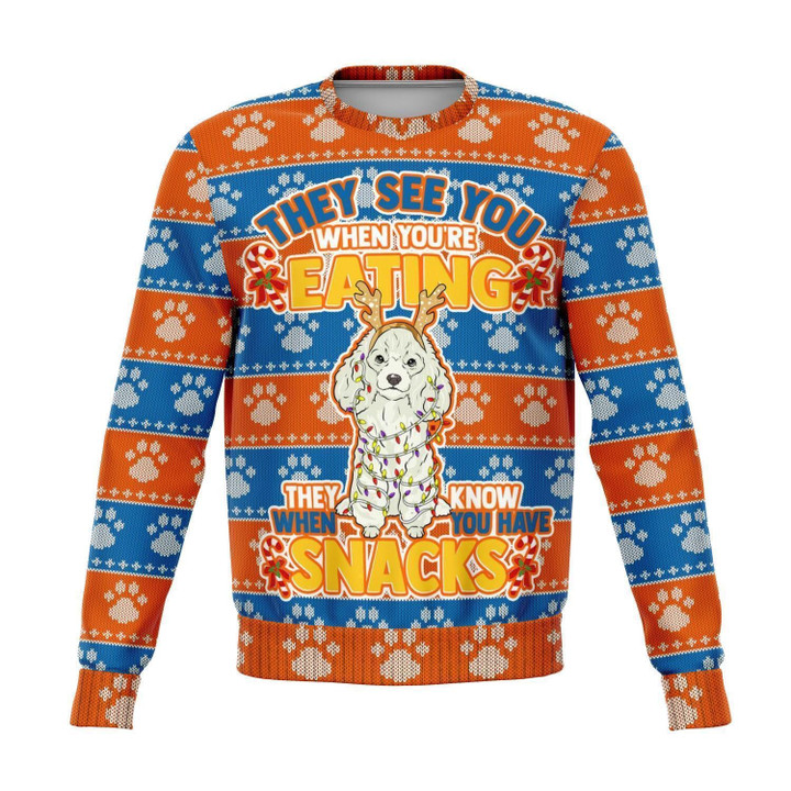 Poodle They Know When You Have Snacks Christmas Ugly Christmas Sweater