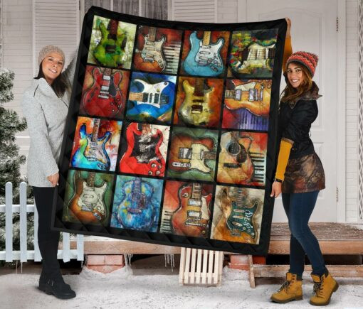 Classic Guitar Quilt Blanket Gift For Guitar Lover - 1