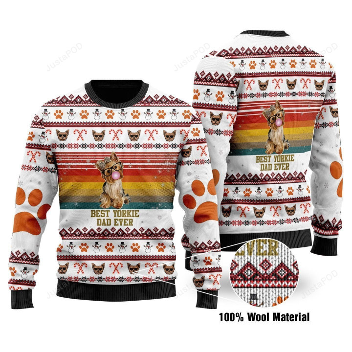 Best Yorkie Dad Ever Ugly Christmas Sweater