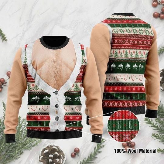 Funny Hairy Chest And Gile Ugly Christmas Sweater