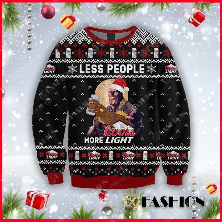 Thanos Less People More Coors Light Ugly Christmas Sweater